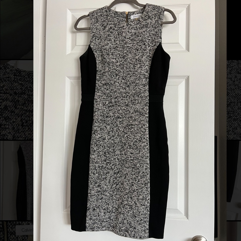 Calvin Klein Mixed Fabric Sleeveless Dress